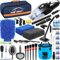 AUTODECO 41Pcs Car Cleaning Wash Kit Interior Detailing Cleaner Kit with High Power Handheld Vacuum, Collapsible Bucket, Windshield Tool, Snow Shovel, Tire Brush, Complete Car Care Tools, Blue