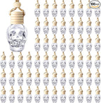 BBTO 100 Pcs Car Air Fresheners Diffuser with Wooden Cap Empty Aromatherapy Diffuser Clear Car Fragrance Holder Pendant Hanging Perfume Fresheners Bottles for Decor(Spooky,Clear)