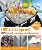 Insulated Lunch Bag for Women, Double Leakproof Lunch Box Soft Cooler Tote with 5 Pockets, 600D Oxford, EVA Lining, Adjustable Strap for Work, Picnic, Beach&Travel-Cow Print