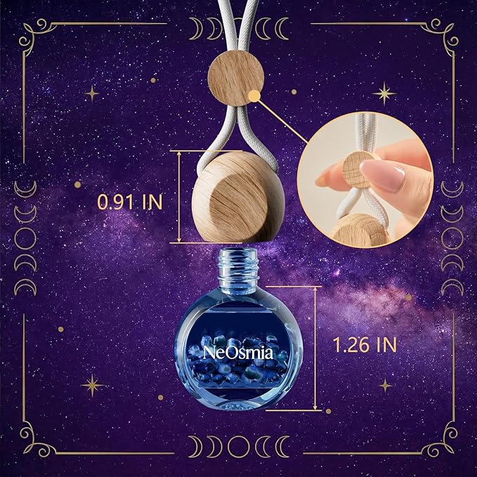 Hanging Car Air Freshener, 2 Pack Glass Car Scent Decor with Decorative Crystals, 6 Scents, Oceanic Breeze, Long-Lasting Fragrance, Budget Friendly (Ocean)