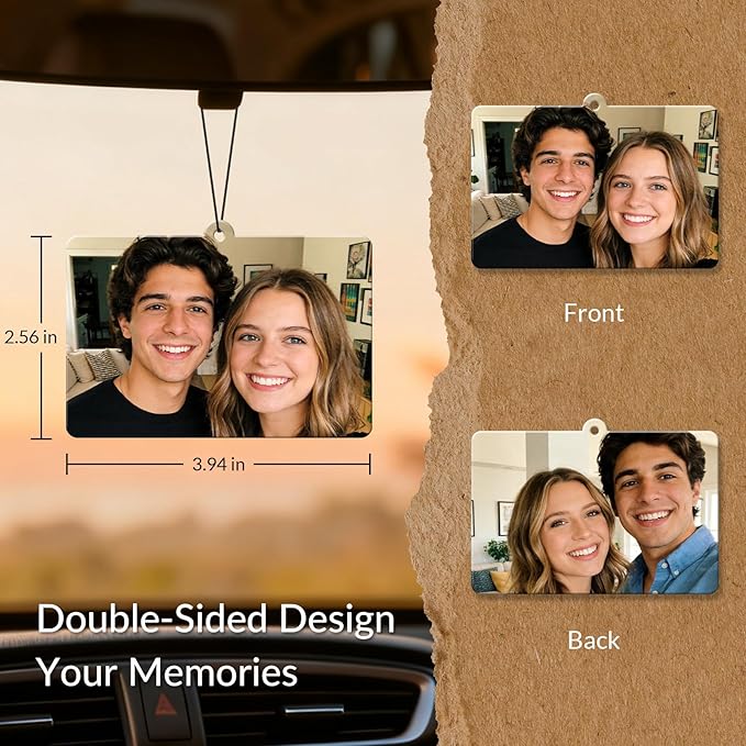 HINFKA Custom Air Fresheners with Picture, Personalized Double Sided Photo Air Freshener, Customized Gifts for Men Women Pet Lovers (Horizontal rectangle)