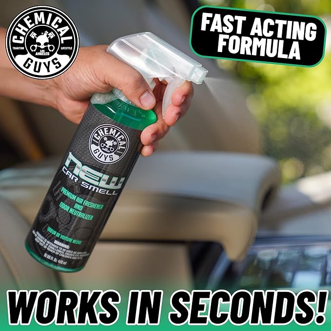 Chemical Guys New Car Smell Premium Air Freshener & Odor Eliminator (4 oz) (3 Pack) – Classic New Car Fragrance Spray for Interior Refresher