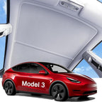 2026 Upgraded Tesla Model 3 Sunshade Roof, UPF200+ Roof Sunshade with Storage Bag, No-Sag & No-Gaps Heat Insulation Foldable Glass Roof Sun Shade, Tesla Model 3 Accessories MY20-23 Gray