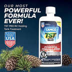 Camco TST PRO Camper/RV Toilet Treatment - Innovative Bio-Enzymatic Formula -Fastest Odor Stopper & RV Sewer Waste Breakdown - RV Black Tank Treatment - Fresh Pine Scent - Septic-Safe, 32-Oz (41771)