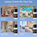 Waterless Car Diffuser Kit with 4 Fragrance Oils – Luxury Hotel Inspired Aromatherapy Air Freshener for Car, Vehicle, Office & Small Spaces (Black, Hotel Fragrance)