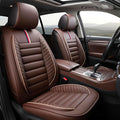 OASIS AUTO Car Seat Covers Front Seats Premium Waterproof Faux Leather Cushion Universal Accessories Fit SUV Truck Sedan Automotive Vehicle Auto Interior Protector (OS-001 Brown)