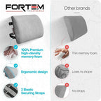 FORTEM Lumbar Support Pillow for Office Chair, Lumbar Support Pillow for Car, Back Rest for Gaming, Memory Foam Pillow, Desk Chair Cushion, Breathable & Washable Cover, Adjustable Straps