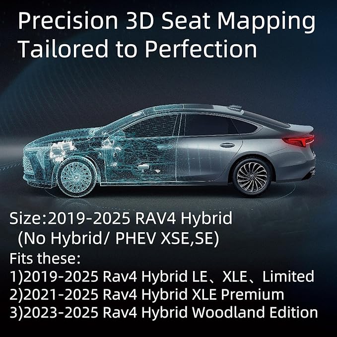 EKR Rav4 Seat Covers Custom Fit for Toyota Rav4 (Only Hybrid) 2019-2025 LE,XLE,XLE Premium,Limited,Woodland Edition, Leather Car Seat Cover Full Set for SUV,Faux Leather(Black)