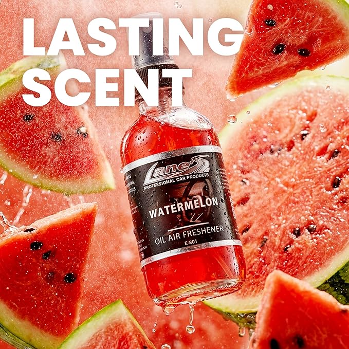 LANE’S Premium Car Air Freshener "Watermelon" - 4oz Oil-Based, Long-Lasting Auto Scent Spray - Food, Pet, Odor Smell Deodorizer for Cars, Trucks, SUVs' Interior Leather, Carpet, Upholstery