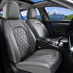 Coverado Car Seat Covers Full Set, Luxury Faux Leather Seat Covers for Cars, Waterproof Car Seat Protector, Gray Car Seat Cover, Universal Automotive Seat Covers Fit for Most Sedan SUV Trucks