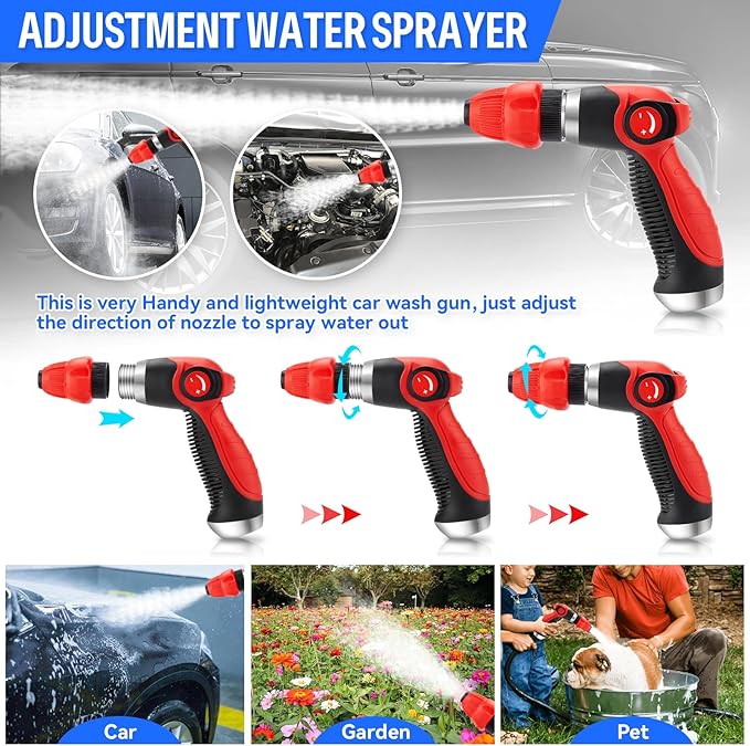 Updated 16 IN 1 Car Wash Foam Gun, Foam Cannon,Adjustable Hose Wash Sprayer with 2.5 to 6 Bars Foam Blaster,Suitable for Car Cleaning and Garden Use with 1/2” Quick Connector(Black)