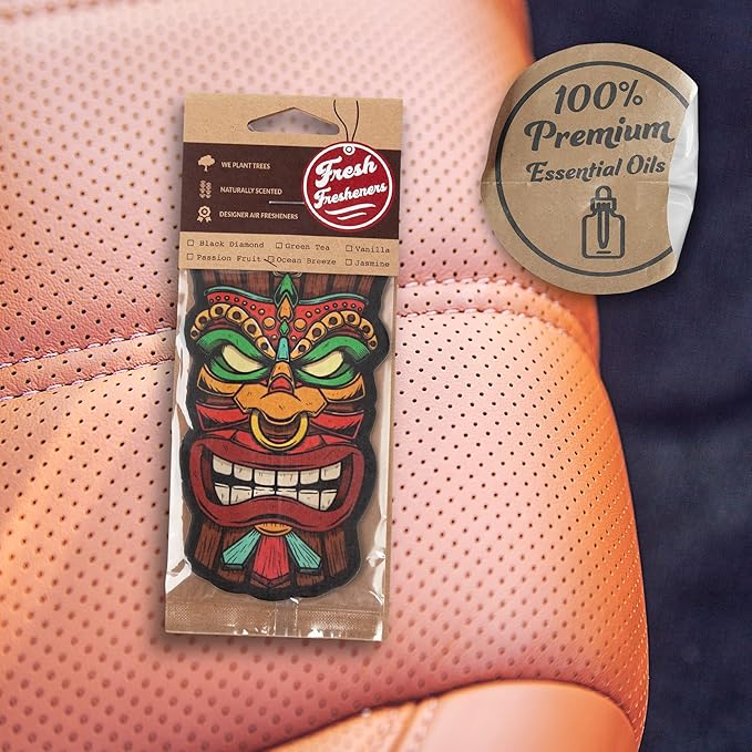 Fresh Fresheners Cute Funny Car Air Fresheners 4-pack (Tiki Head)