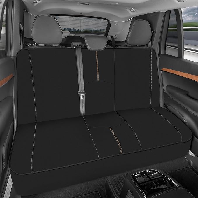 Motor Trend Neoprene Waterproof Seat Covers for Cars, Trucks, & SUV – Black & Beige Automotive Interior Protectors - Rear Split Bench Protector for Kids Dogs & Pets – Forros para Asientos de Carro