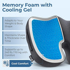 5 STARS UNITED Seat Cushion - Memory Foam&Cooling Gel Chair Cushion for Tailbone Pain Relief - Ergonomic Support for Coccyx, Sciatica & Butt - Office, Desk & Gaming Chair, Car Seat, Wheelchair, Black
