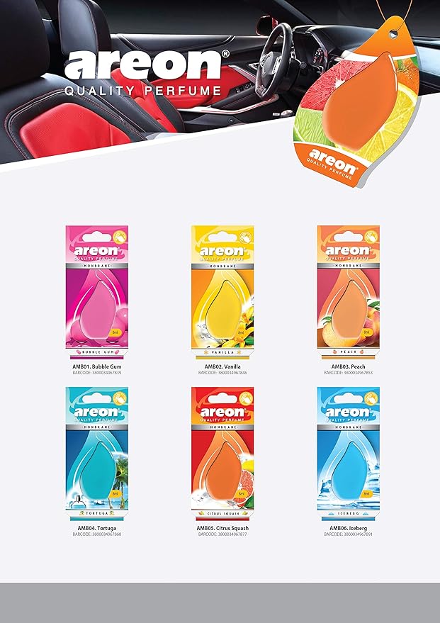 AREON Monbrane Car Hanging Air freshener Gel, Assorted (Pack of 6)