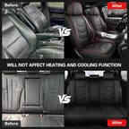 otoez Car Seat Covers Full Set, 5 Seats Leather Seat Cover for Car, Black Automotive Front and Back Seat Cushion Protector Waterproof and Non-Slip for Most Sedens Trucks SUVs, Black