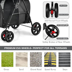 Giantex Double Pet Stroller with 2 Detachable Carrier Bags, Safety Belt, 4 Lockable Wheels, Folding Cat & Dog Stroller for Small Medium Pets, Cats Dogs Puppy Travel Strolling Cart (Black)