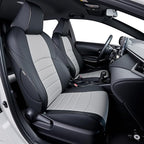 HKZ Fit RAV4 Car Seat Cover Set for 2013 2014 2015 2016 2017 2018 Toyota RAV4 Limited XLE SE Platinum Adventure-Leather(Black+Grey)