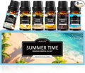 Summer Essential Oils for Diffusers for Home, 6X10ml Fragrance Oils Set, Aromatherapy Oils for Candles Making - Coconut, Pineapple, Beach, Breeze, Lemon, Summer Night | Gift Set for Women, Home, Spa