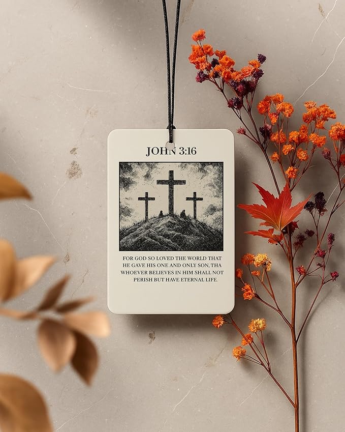 Trendy Jesus Christian Car Air Freshener 4 Pcs Coconut Scented, Religious Faith Car Accessories Mirror Decor for Women, Christian Cross Hanging Air Freshener for Cars Closet Drawer Books