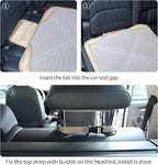 Car Seat Protector Leather Waterproof Child Safety Seat Protector Cover with Thick Pad and 2 Large Pockets Durable Kick Mat for All Auto Seat (Beige)