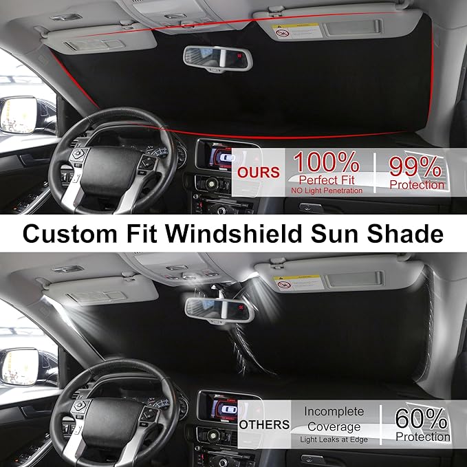 Windshield Sun Shade Custom Fit for 2013-2018 Toyota Avalon Accessories Foldable Sunshade Sun Blocker Protect Car from Sun Rays & Heat Damage Keep Car Cooler
