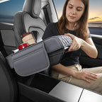 5 in 1 Car Center Console Cover, Armrest Pad with 2 Storage Pockets, Cup Holder, Tissue Box Slot, Phone Holder, Universal Car Interior Organizer (Gray)