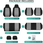 FH Group Automotive Full Car Seat Covers for SUV, Trucks, Sedan and More - Universal Fit Front High Back & Rear Solid Bench Design Interior Accessories - 3D Air Mesh Fabric Center Panel - Gray