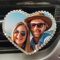 Custom Rhinestone Car Air Vent Clips, Personalized Rhinestone Photo Frame Air Fresheners Vent Clips, Car Decoration for Missing One, In Memory of Someone(Rhinestone-Bordered Heart)