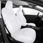 AOMSAZTO Car Seat Cover for Tesla Model 3 2024 2025 (Not for Performance) - Full Set Customized White Seat Covers (with Armrest Cover)