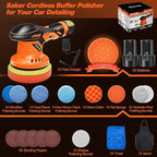 Saker Cordless Buffer Polisher, 6 Inch Fast Charging Portable Car Polishing Kit with 2PCS 12V 2000mAh Batteries, Polisher for Car Detailing Polishing Waxing
