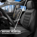 CAR PASS Leather Car Seat Covers Front Seats Only, Universal Fit Automotive Interior Waterproof 3D Foam Back Support Car Seat Covers for Trucks Vans and SUVs Airbag compatible 2 Pieces black gray grey