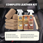 Chemical Guys Leather Cleaner and Conditioner Detailing Kit - Leather Care Kit For Natural, Synthetic, Faux, Pleather, and More for Car Interiors, Apparel, Furniture, Boots & Accessories - 9 Items