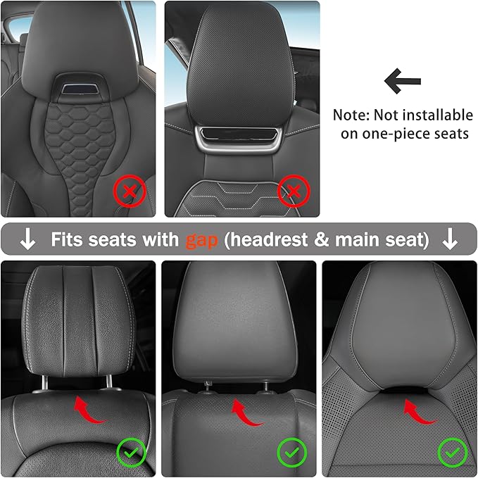 2pcs Car Neck Pillow for headrests,Support Drive Seats Head Cushion Pillows,Microfiber Velvet,Plant-Based Polyester,Thickness & Height Adjustable,11.8x7.5,Inner Liner fillable (Black Color)