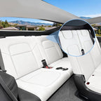 Custom Fit Tesla Model Y Seat Cover 7 Seaters Fully Wrapped Front and Semi-Wrapped Third Row (White-3 Rows)