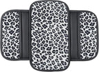 Dotesy Cheetah Print Car Center Console Cover,Microfiber Leather Car Armrest Pad Cushion with 2 Storage Bags,Universal Car Armrest Storage Box Car Interior Accessories for Most Vehicles White Leapord