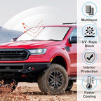 Windshield Sun Shade Compatible with 2019-2024 2025 2026 Ford Ranger Accessories Custom Fit Sunshade Sun Visor Heat Protection Keep Car Interior Cool
