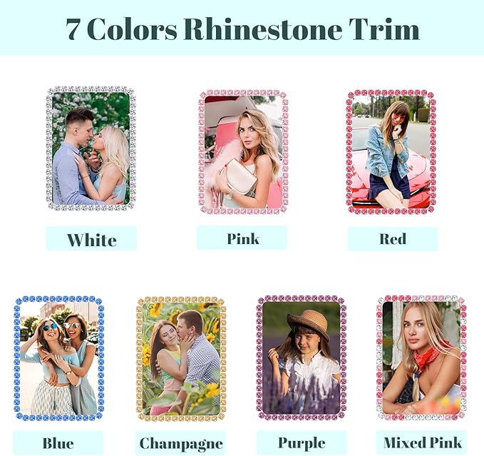 Custom Rhinestone Car Vent Clip Air Freshener with Photo – Personalized Acrylic Picture Frame for Car Interior Decoration Accessories, Rectangular Shape (Pink, One Size)