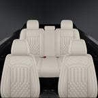 Car Seat Covers for Genesis GV70 2022-2025 2026, Full Set Nappa Leather Waterproof Breathable Anti-Slip Airbag Compatible Car Seats Protector, Car Interior Seats Cover (Beige,+Pillow)