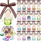 Mudder 50 Pcs Gradient Hanging Car Air Freshener Empty Clear Glass Diffuser Bottles for Essential Oils Perfume Pendant for Women Guests Wedding Favors Employee Appreciation Gifts(Cylinder,Colorful)