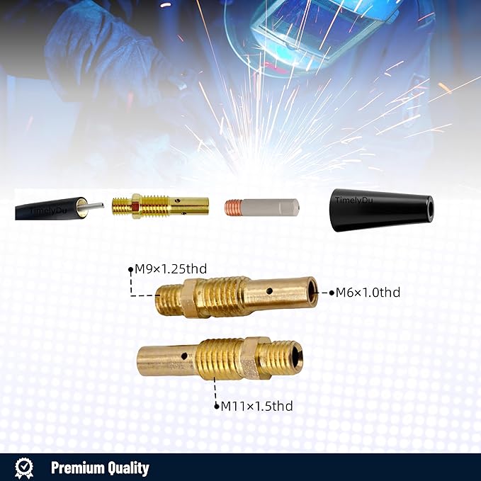 14pcs Flux Core Gasless Nozzle Welding Kit with Non-Stick Coating; Ceramic Welding Tips Replacement MIG Welder Accessories,Compatible with Lincoln,Eastwood and more (coated .030" Kit)