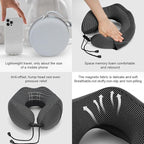 Travel Neck Pillow for Airplanes,100% Memory Foam Neck Support Pillow,Ergonomic U-Shaped 360° Neck Support,Portable with Storage Box,for Flight,Car,Train,Office & Home (Dark Gray)