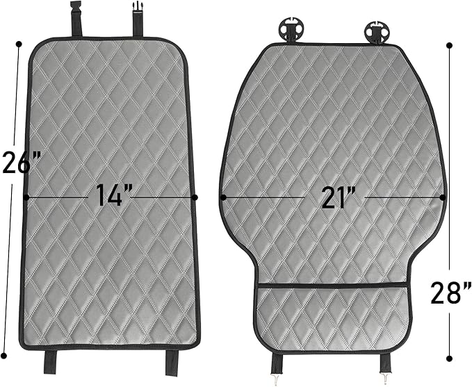 FH Group Car Seat Cushion – Faux Leather Single Front Seat Cover with Front Pockets, Airbag Compatible, Universal Fit Car Seat Cushion for Driver or Passenger Seat, SUV, Truck, Sedan & Van – Gray