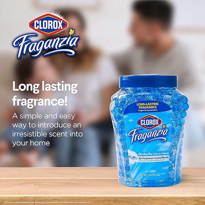 Clorox Fraganzia 12 Oz Island Orchard and Morning Sky Crystal Beads Air Fresheners - Long-Lasting Gel Beads for Home, Bathroom, Car