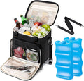 Soft Cooler Bag with Two Ice Packs,Collapsible Cooler for Travel with Adjustable Shoulder Strap,Large Capacity Leakproof Insulated Soft Sided Cooler Bag for Camping, Hiking, Picnic