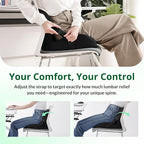 Memory Foam L-Shaped Seat Cushion with Lumbar Support & Adjustable Strap - Tailbone Pain Relief for Office Chair, Car, Home - Non-Slip Bottom, Breathable Mesh Cover (Black)