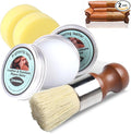 Furniture Salve for Leather & Wood with Boar Bristle Brush, All-in-One Leather Conditioner, Wood Polish & Multi-Surface Restorer for Furniture, Upholstery & Car Vinyl (2)