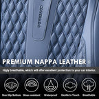 Coverado Car Seat Covers Full Set, Nappa Leather Seat Covers for Car, Waterproof Car Seat Protector with Lumbar Support, Automotive Seat Covers Universal Fit for Most Cars SUV Trucks (Blue)
