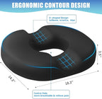 BlissTrends Donut Pillow Seat Cushion, Donut Chair Cushions for Postpartum Pregnancy & Hemorrhoids, Tailbone Pain Relief Cushion, Memory Foam Lifting Cushions for Office & home Chairs (Black, X-Large)