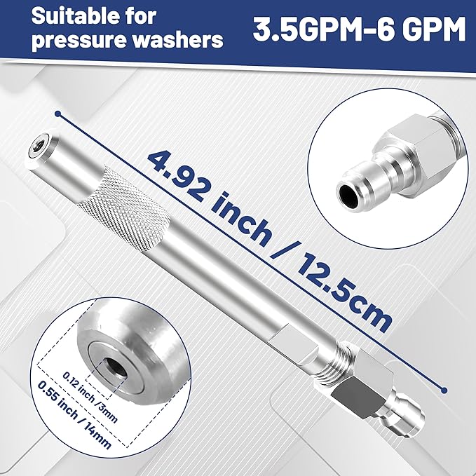 Pressure Washer Long Range Chemical Nozzle, Shooter Tip Pressure Washer, Compatible with Ladder Saver for 1000 to 6000 PSI, 3.5-6 GPM, 1/4" Quick Connect, Power Washer High Reach Spray Nozzle
